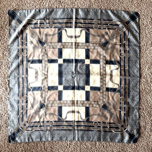 Veritas City Wear Brown Equestrian‎ Bridle Buckle Geometric Dot Neck Scarf NEW